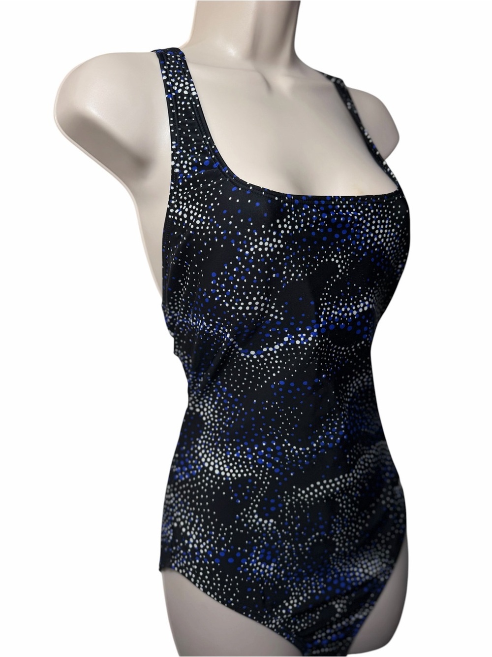 Speedo Hydro Women's One-piece Bathing Suit Black Blue White Padded Bra Sz 12 - Picture 3 of 13
